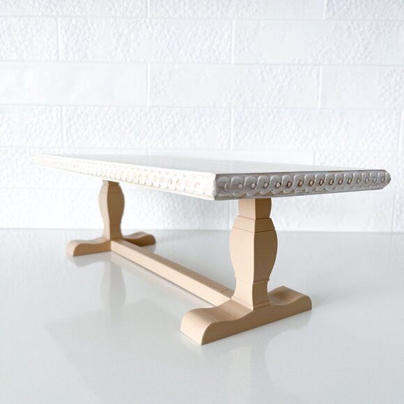 Exquisite 1:6 Scale Miniature Dining Wood Trestle Table & 8 Chair Set White Oak - Picture 9 of 14